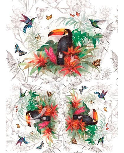 OPAPEL 30X45 FLORES TROPICAIS E TUCANO 2405